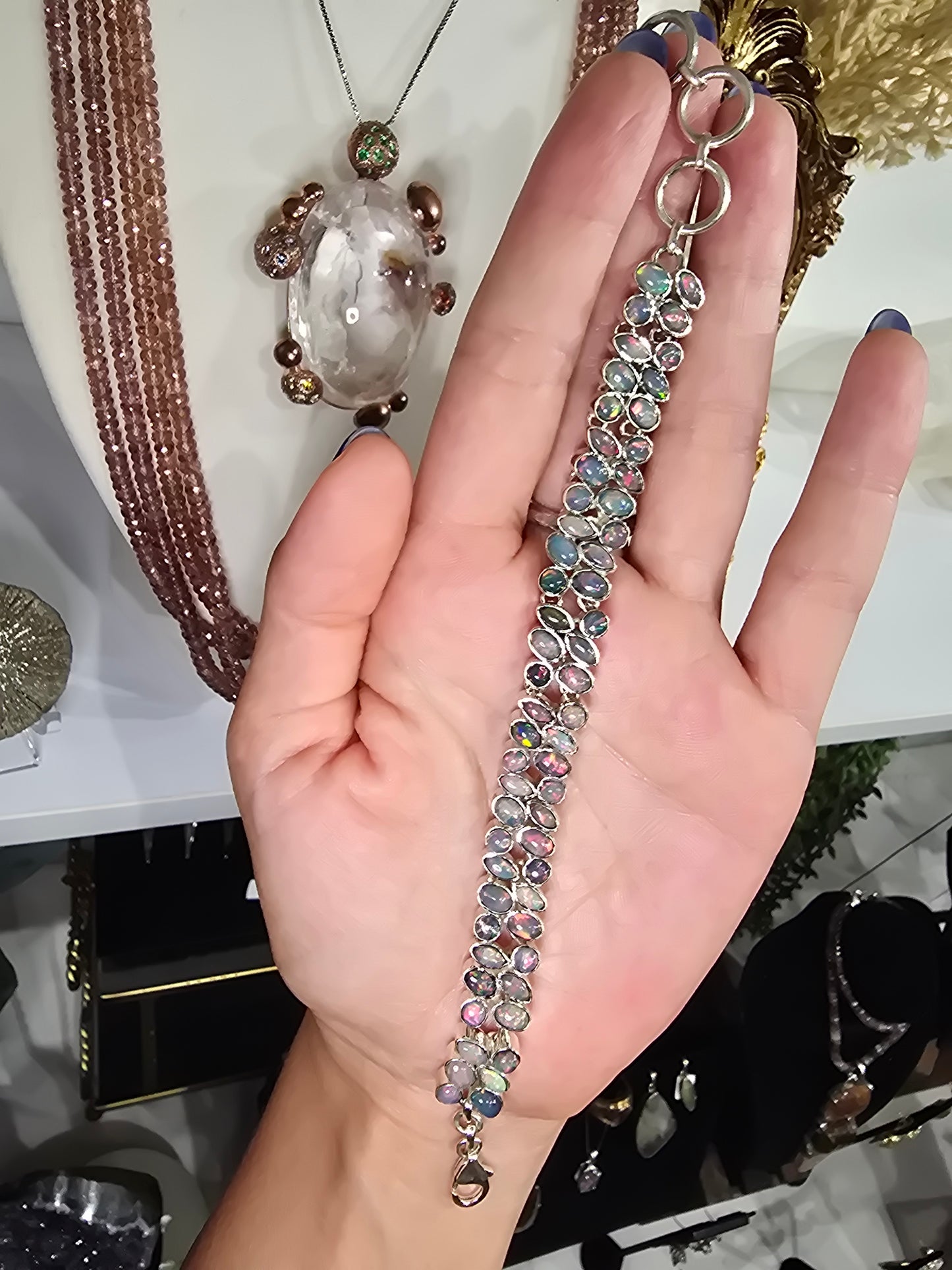 Fire Opal Gemstone Sterling silver Bracelet