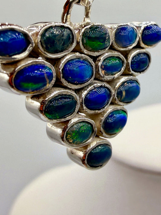 32.5ct Ethiopian Opal Cluster Pendant in Sterling Silver – 1.2"