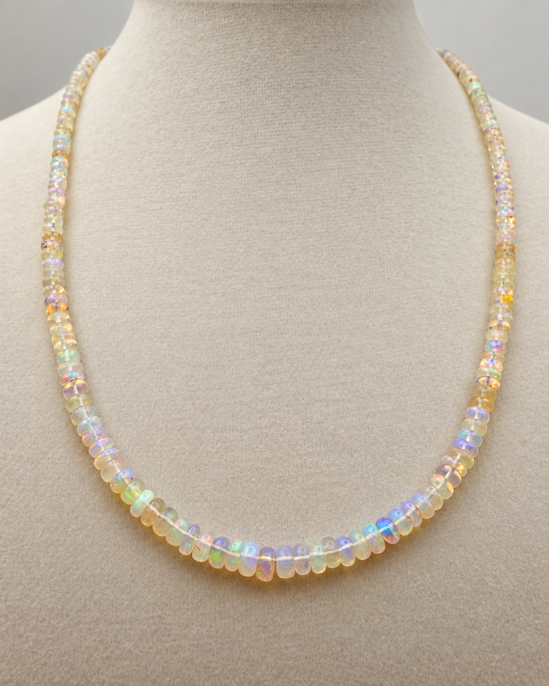 Ethiopian Opal Rondelle Necklace in Sterling Silver – 18"