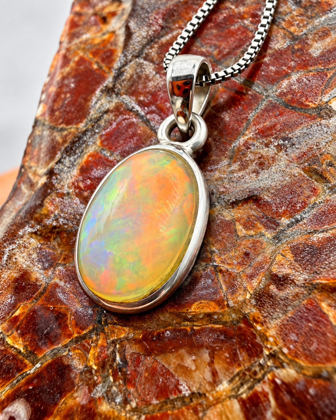 7.5 Ct Oval Opal Sterling Silver Pendant