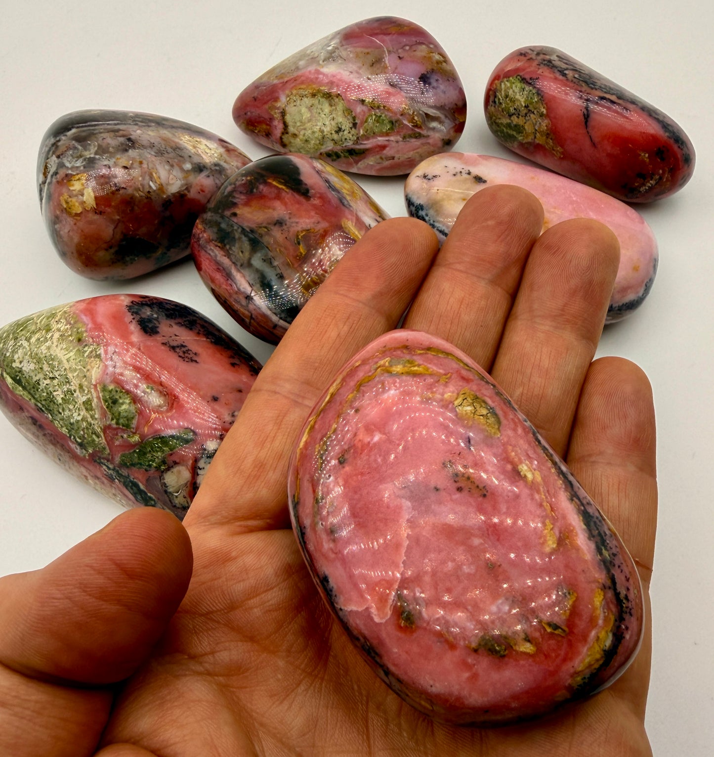 Strawberry Pink Opal Palm stones