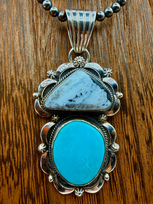 White Buffalo & turquoise Pendants