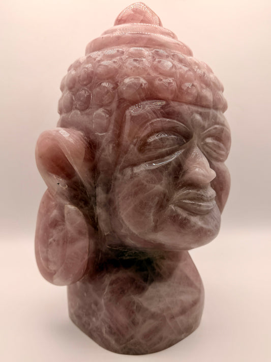 Giant Rose Quartz Buddha Head Altar
