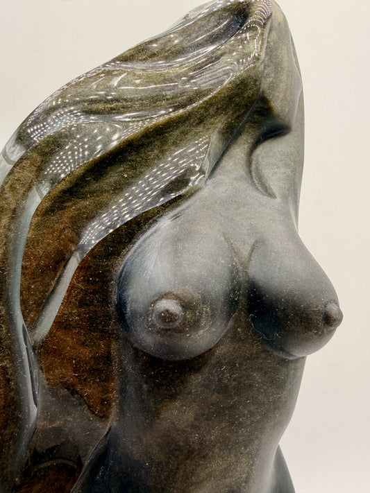 Golden Sheen Obsidian Goddess Statue