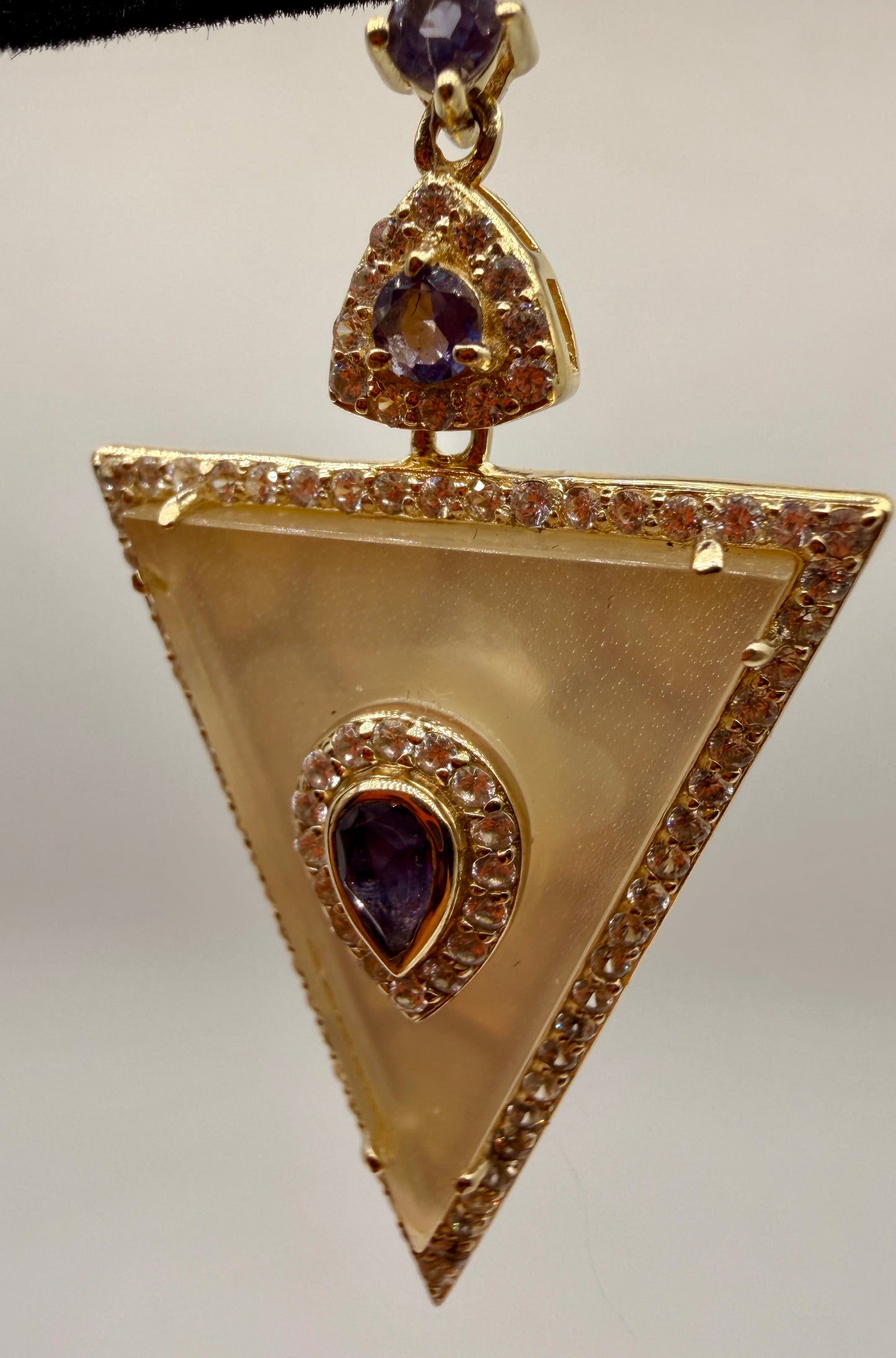 Mother of Pearl, Zircon, and Iolite Stud Earrings