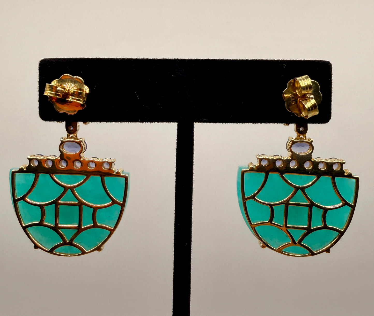 Amazonite and Iolite Stud Earrings