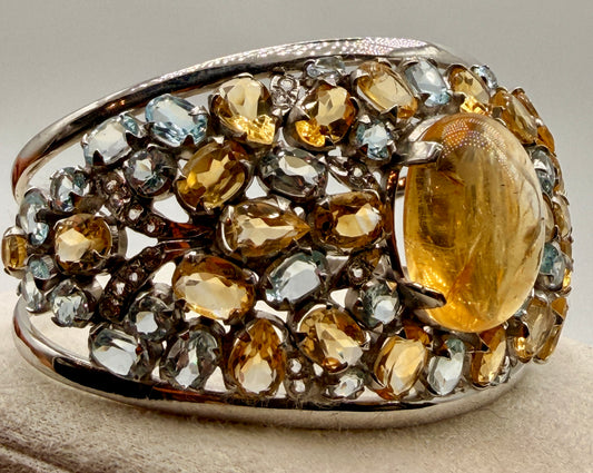 Citrine and Topaz Cuff Bracelet