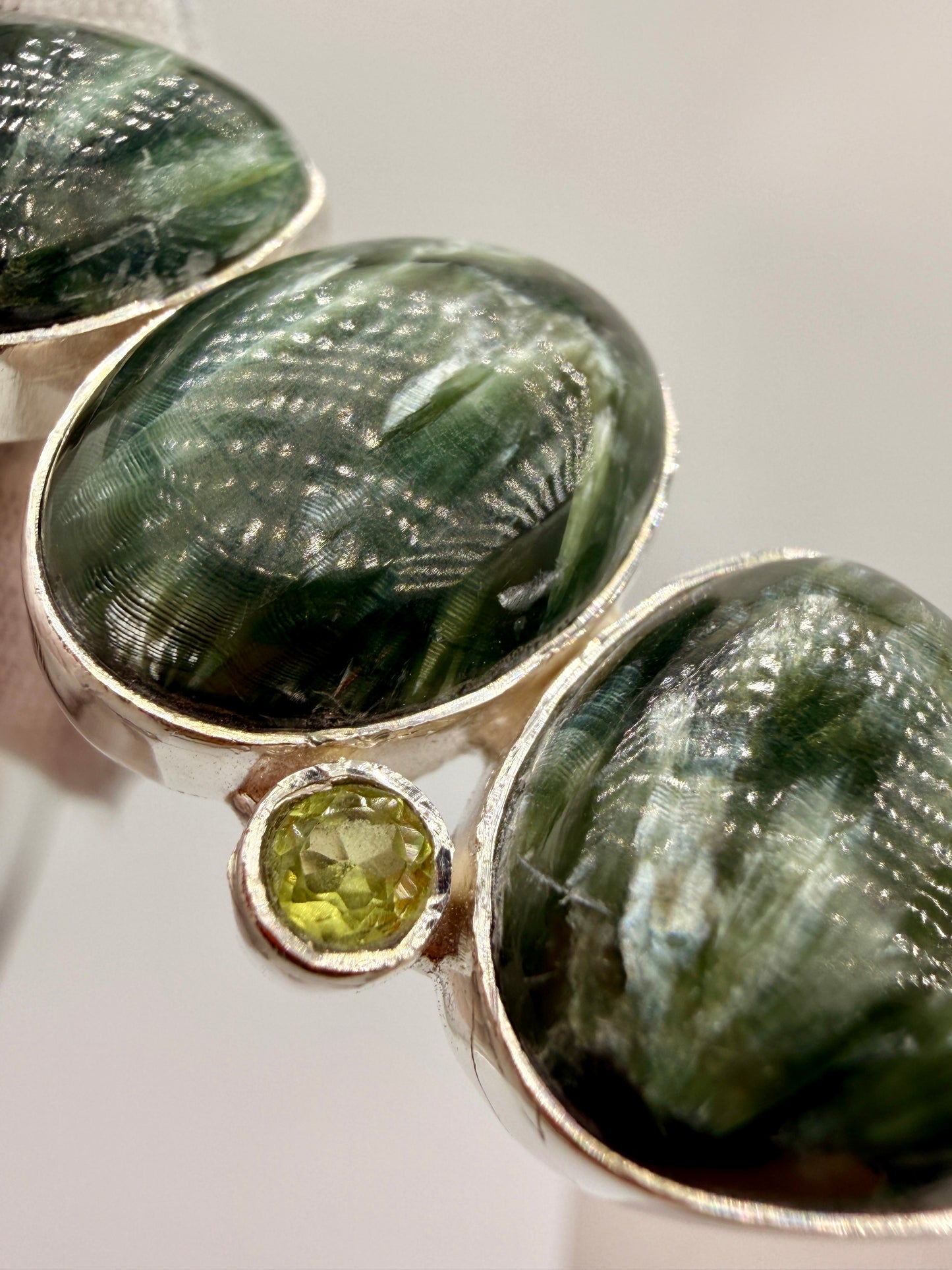 Seraphinite and Peridot Pendant