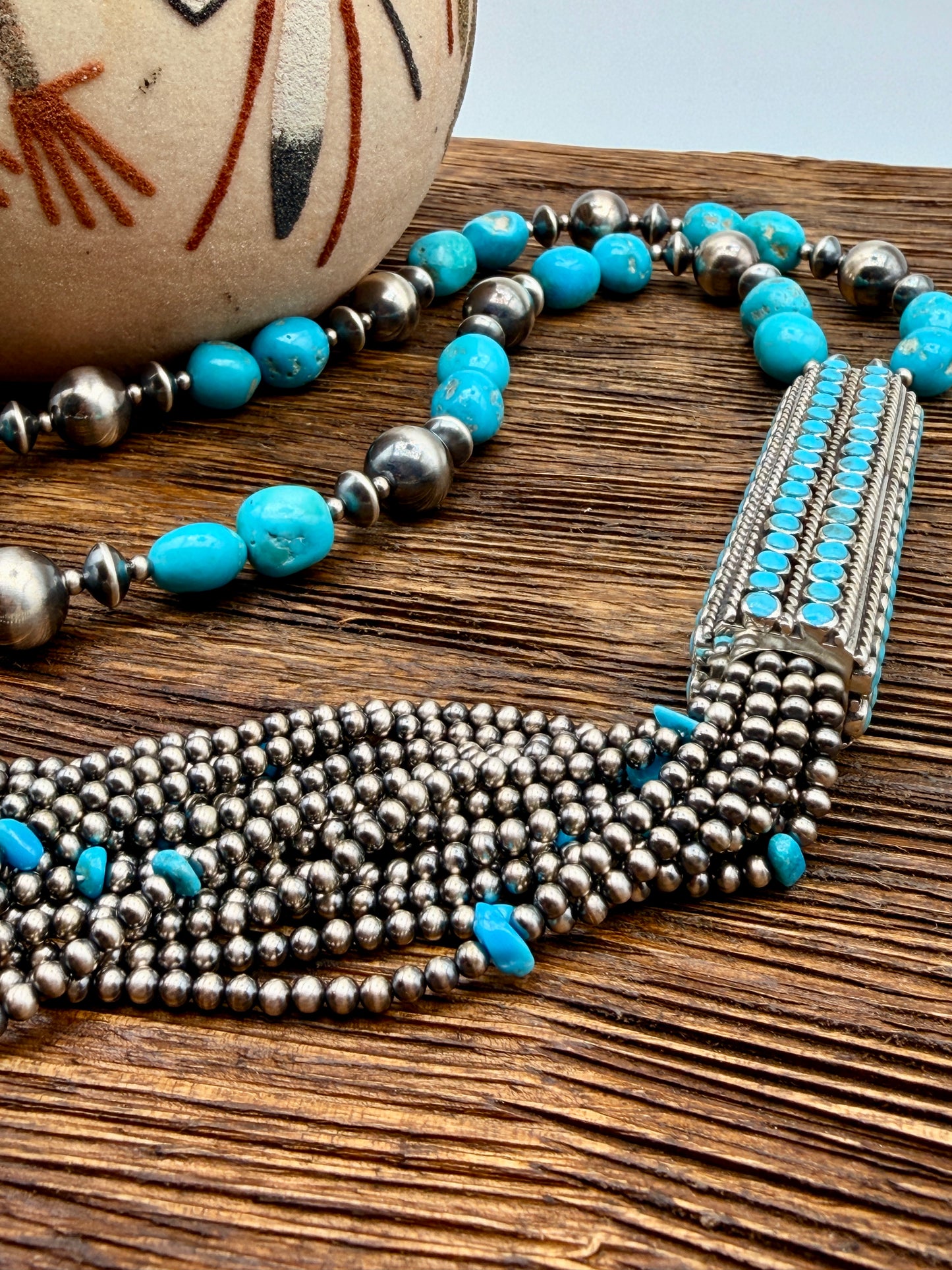 White Water Turquoise Nugget Lariat Necklace