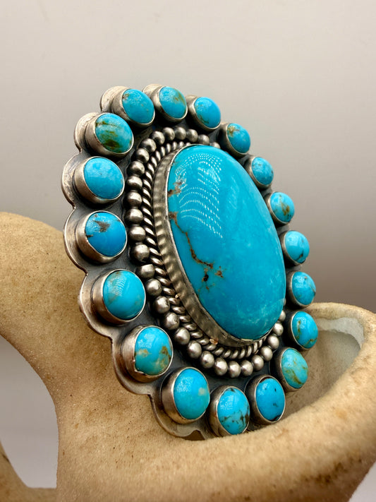 White Water Turquoise Blossom Ring