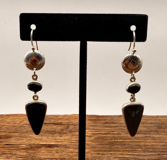 Black Onyx Conch Dangle Earrings