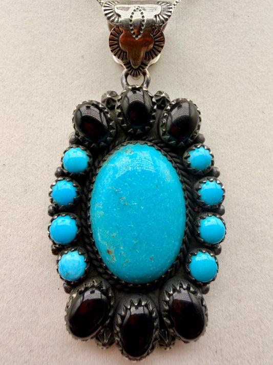 Black Onyx and Turquoise Pendant