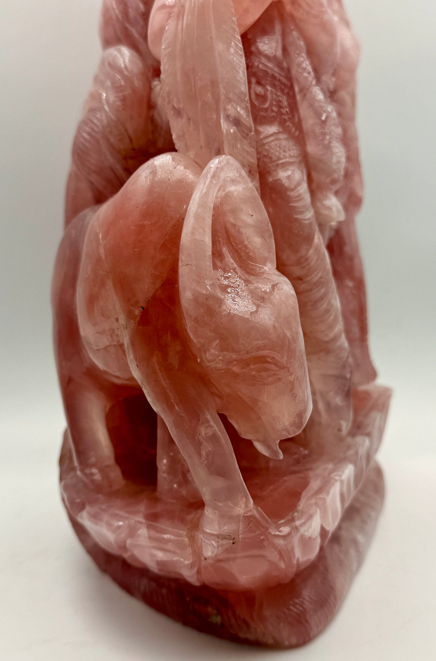 Rose Quartz Crystal carved Krishna and Radha Altar