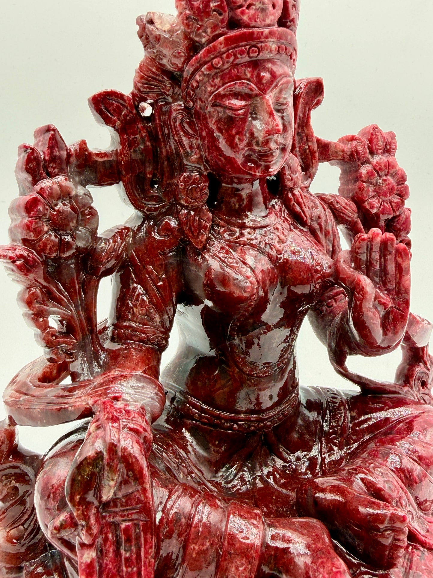Thulite Crystal Carved Floating Tara Altar