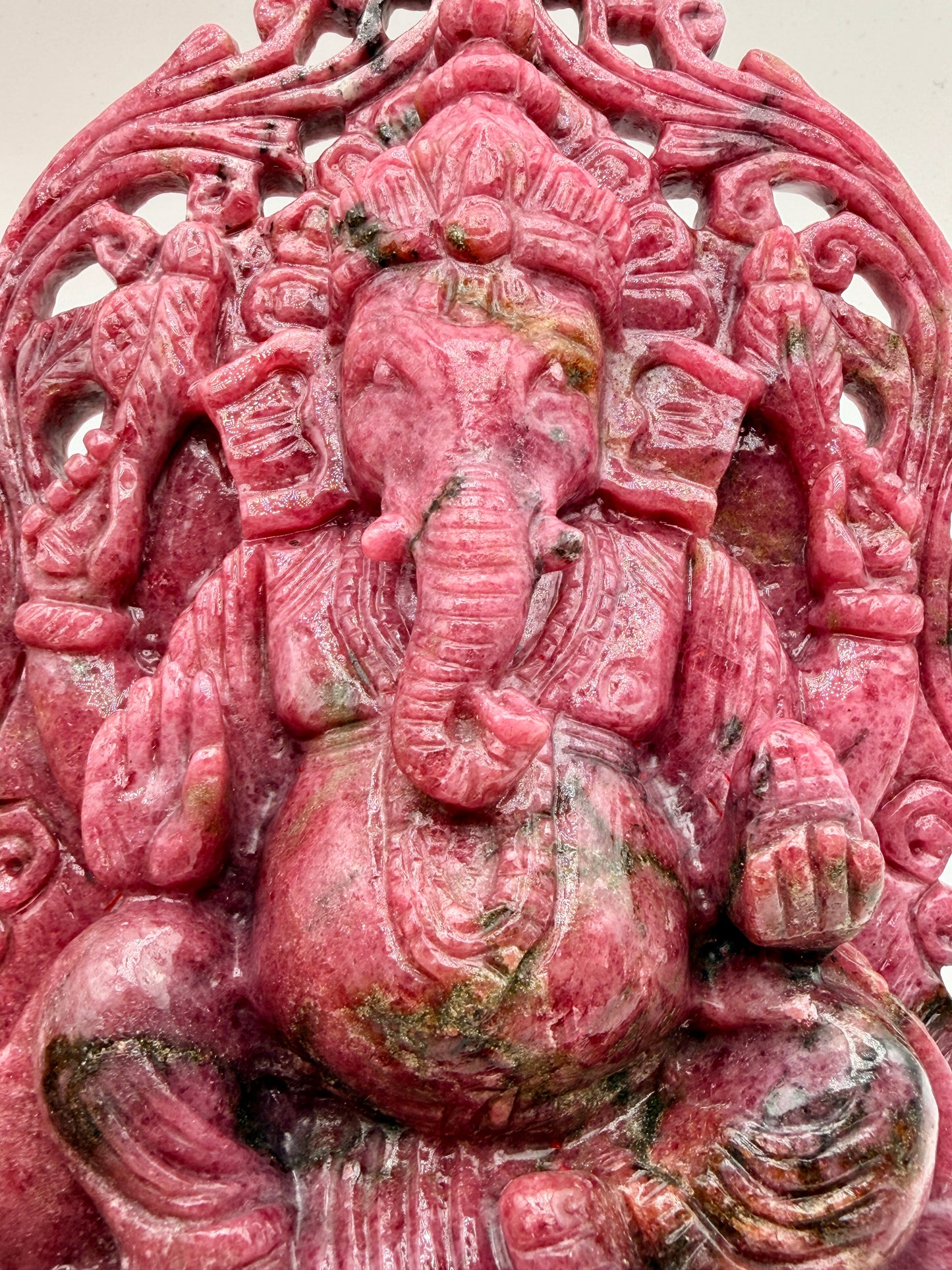 Rhodonite Crystal carved Filagree Ganesha Altar