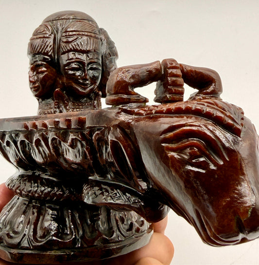 Red Garnet Shiva Lingam with Nandi – Crystal Offering Altar