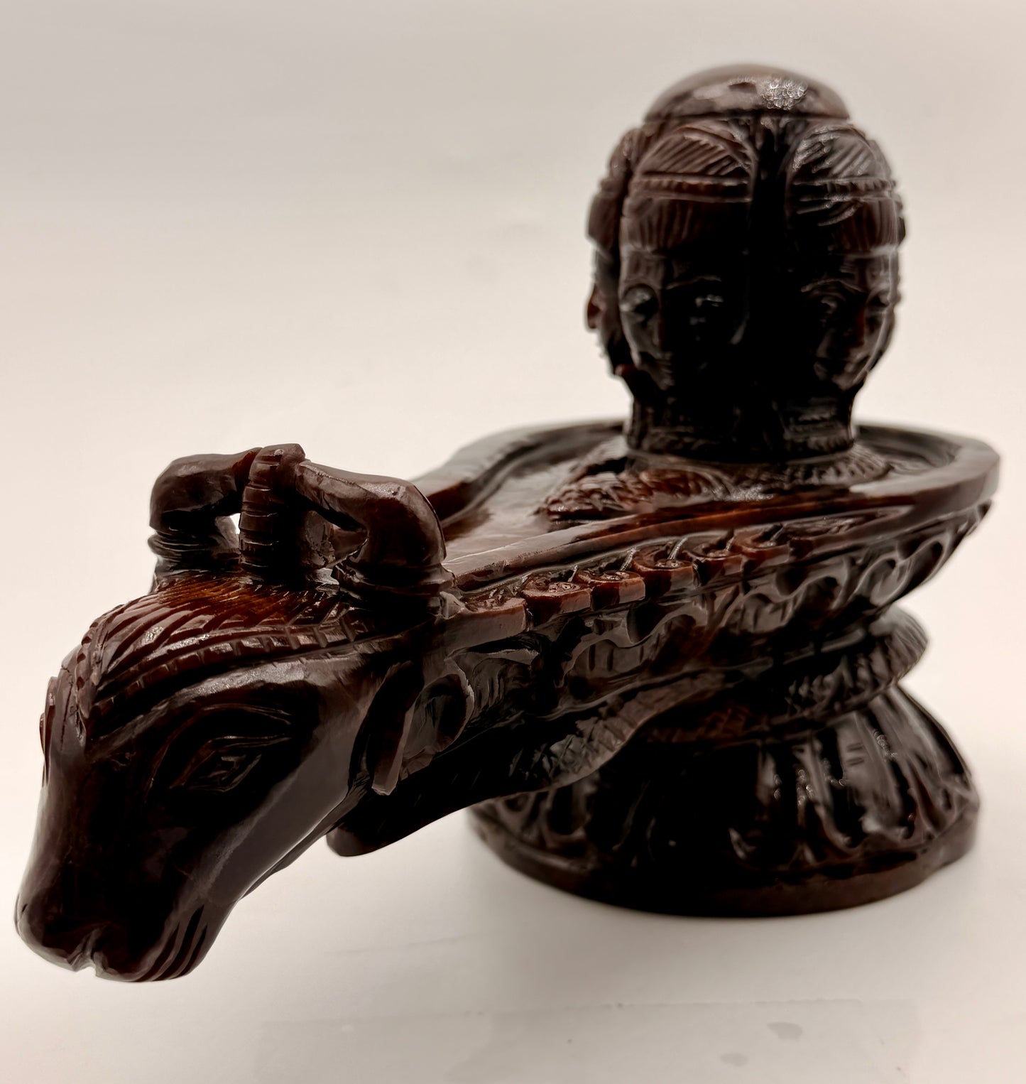 Red Garnet Crystal Carved Shivling with Nandi Offering Altar