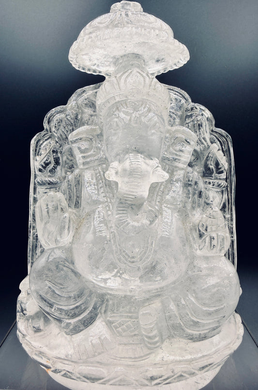 Himalayan Clear Quartz Ganesha Statue – Temple Altar