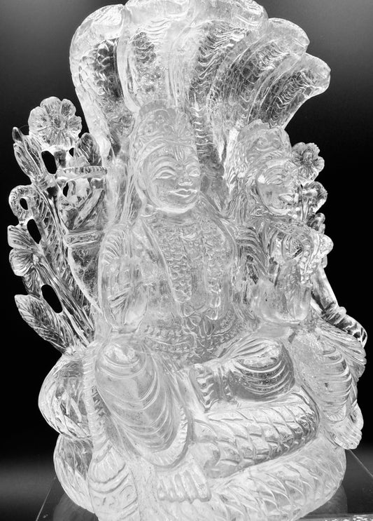 Himalayan Clear Quartz Lakshmi & Vishnu Statue – Serpent Altar