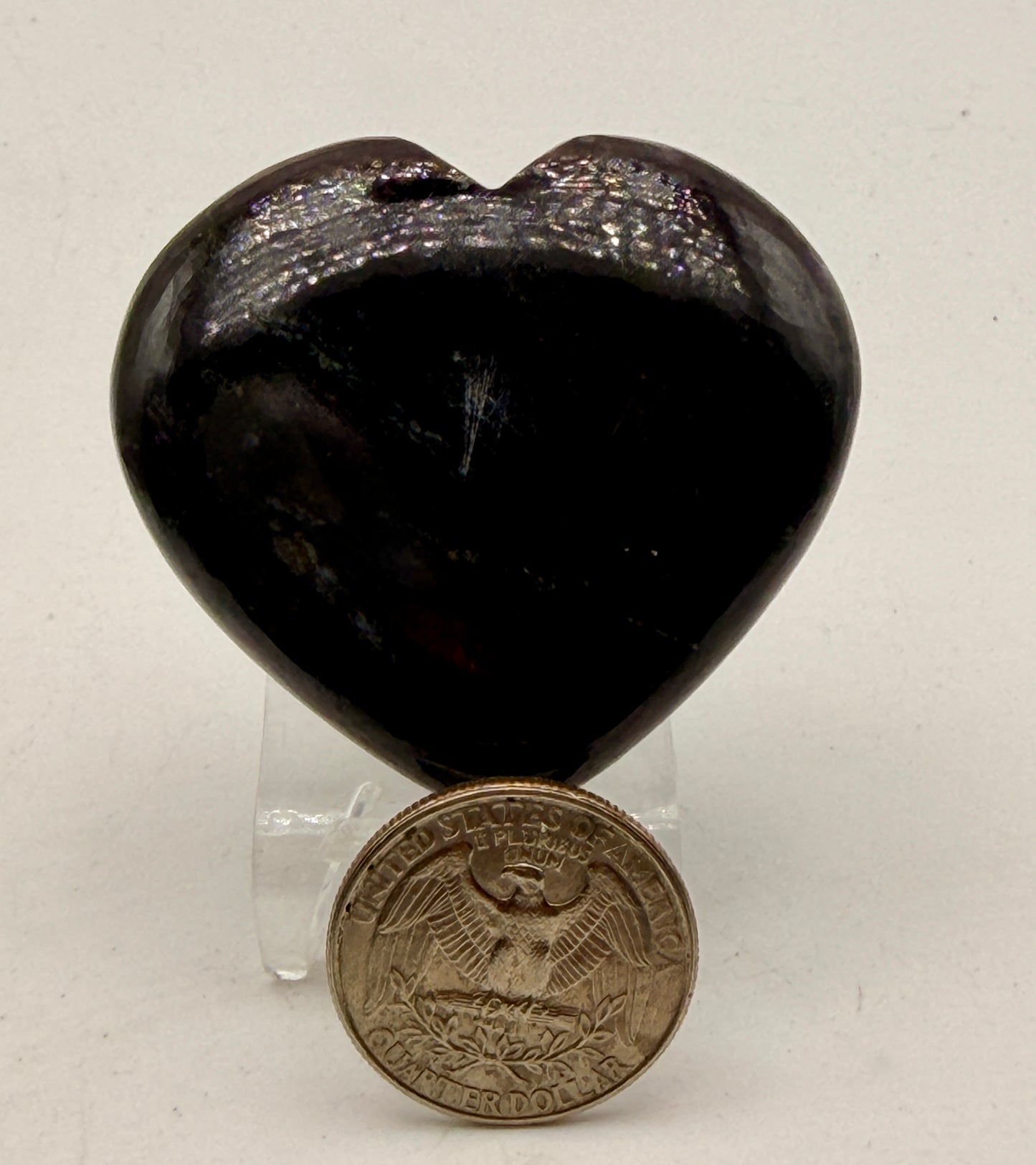 Purple Dumortierite in Quartz Heart | Natural Polished Crystal Heart