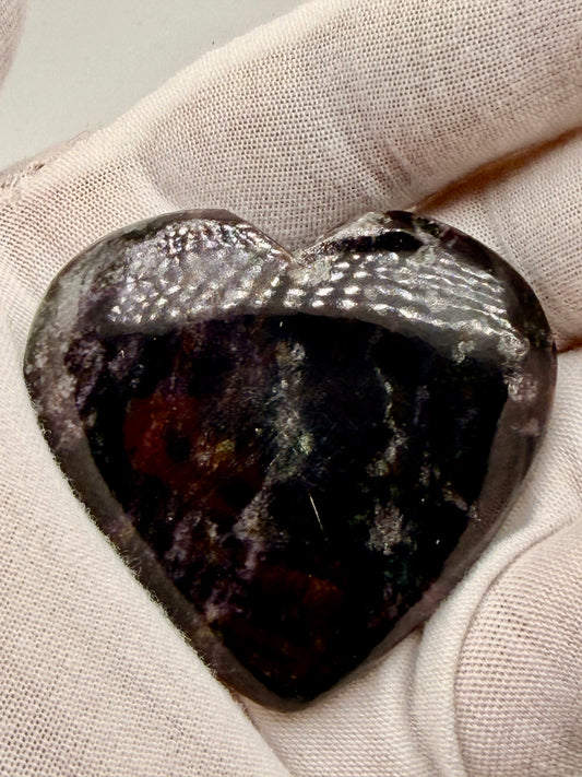 Purple Dumortierite in Quartz Heart | Natural Polished Crystal Heart