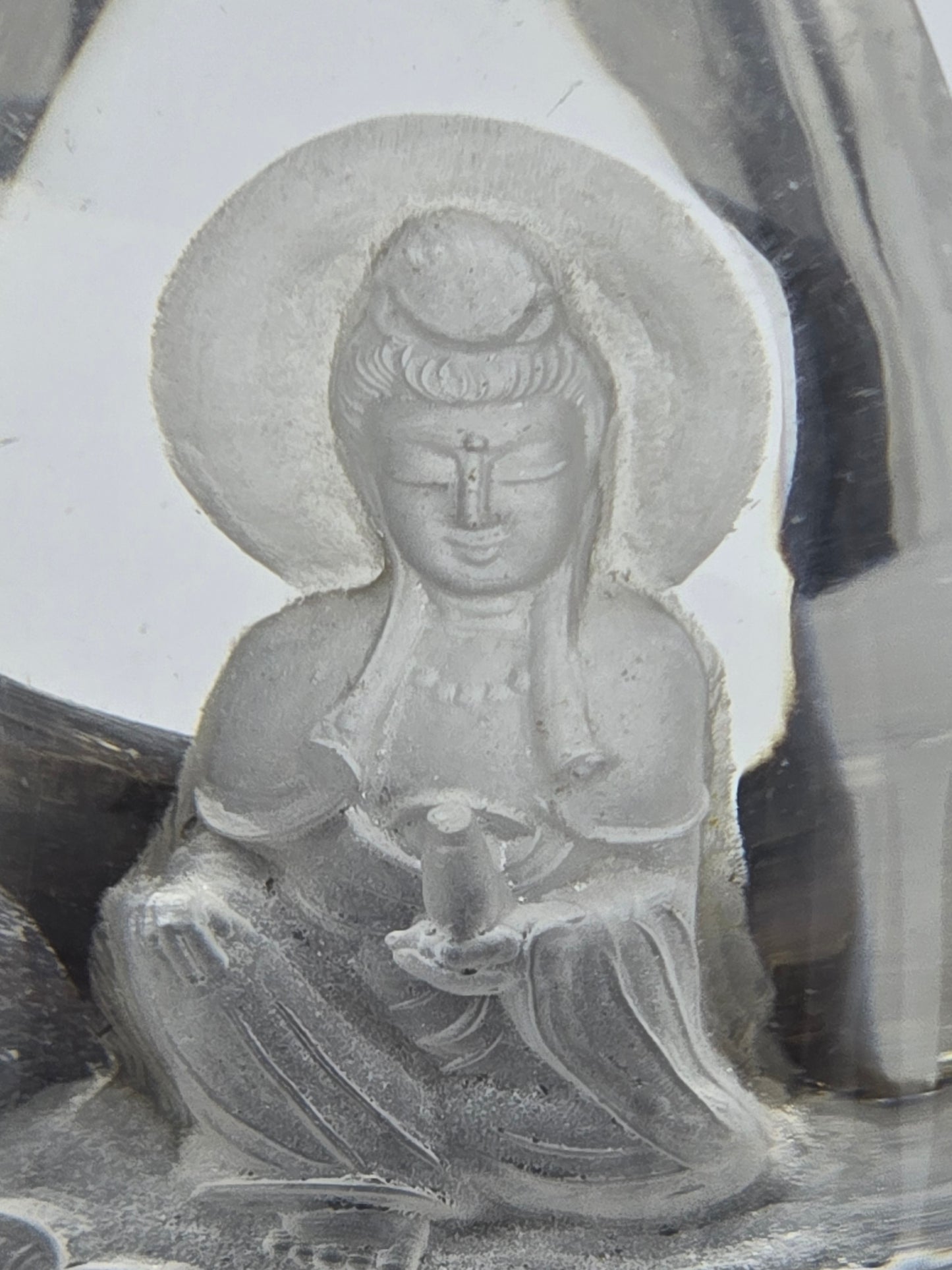 Quan Yin Etched in Scenic Quartz Altar