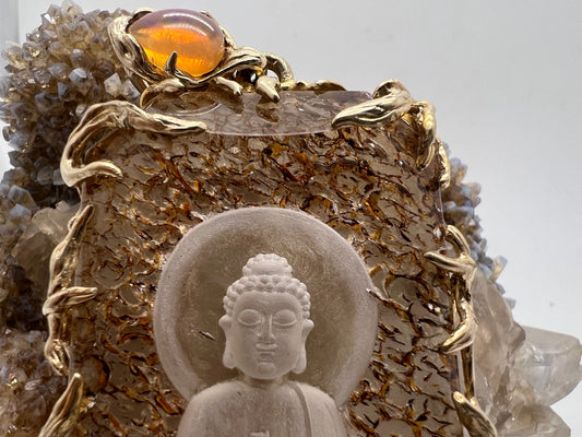 Quartz & Opal Buddha Pendant