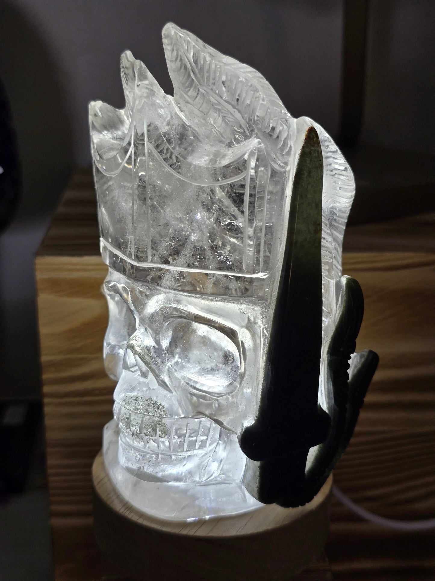 Green Chlorite in Quartz Prince of Darkness Skull & 9 Tail Fox