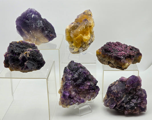 Purple & Yellow cubic Fluorite crystal formations