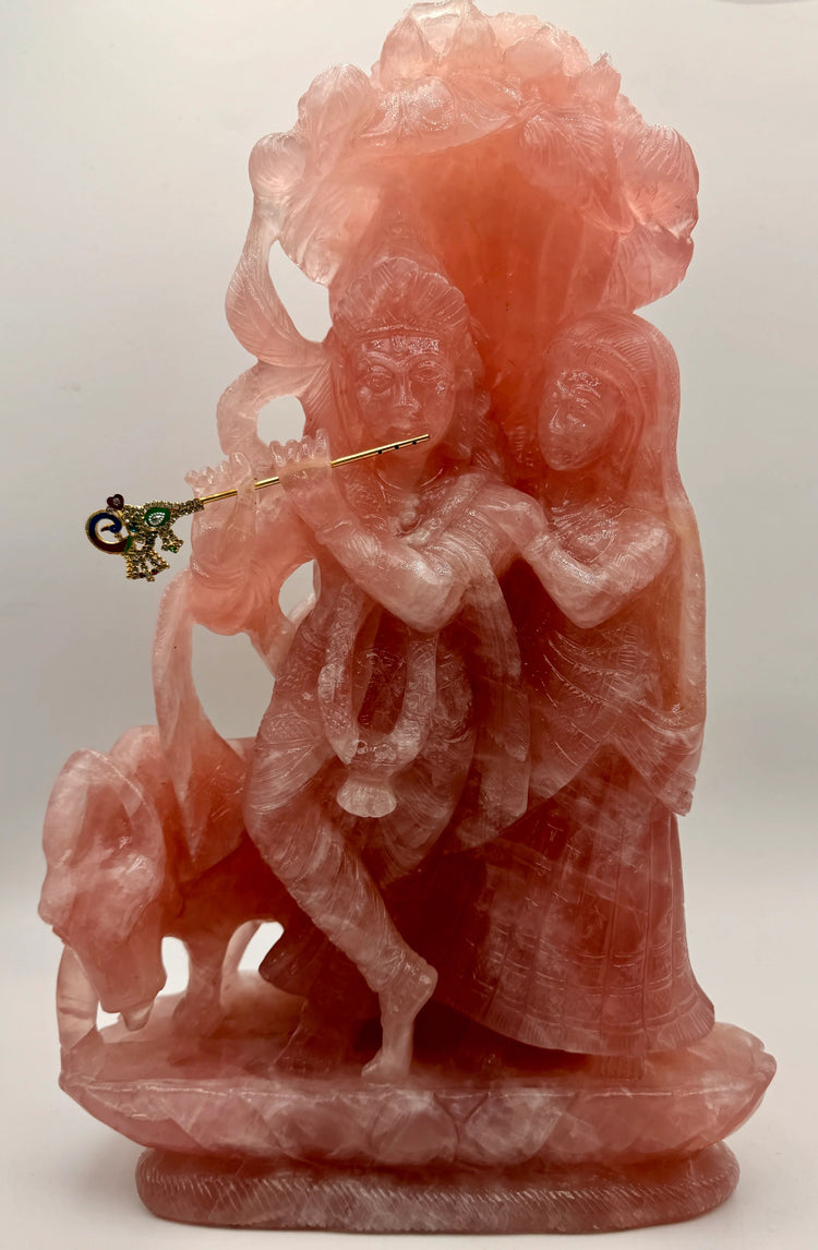 Hand-carved crystal Krishna statue