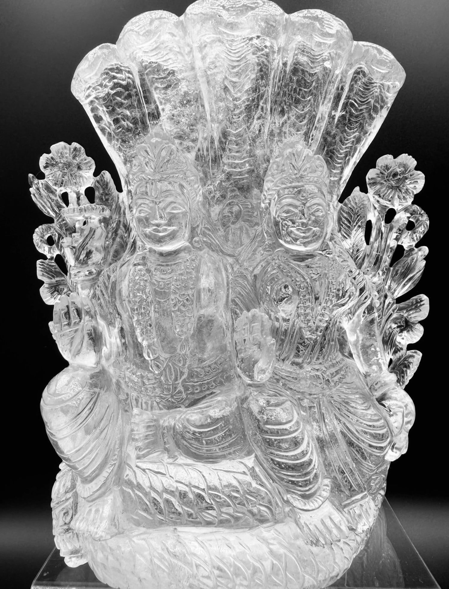 Hand-carved crystal Lakshmi statue