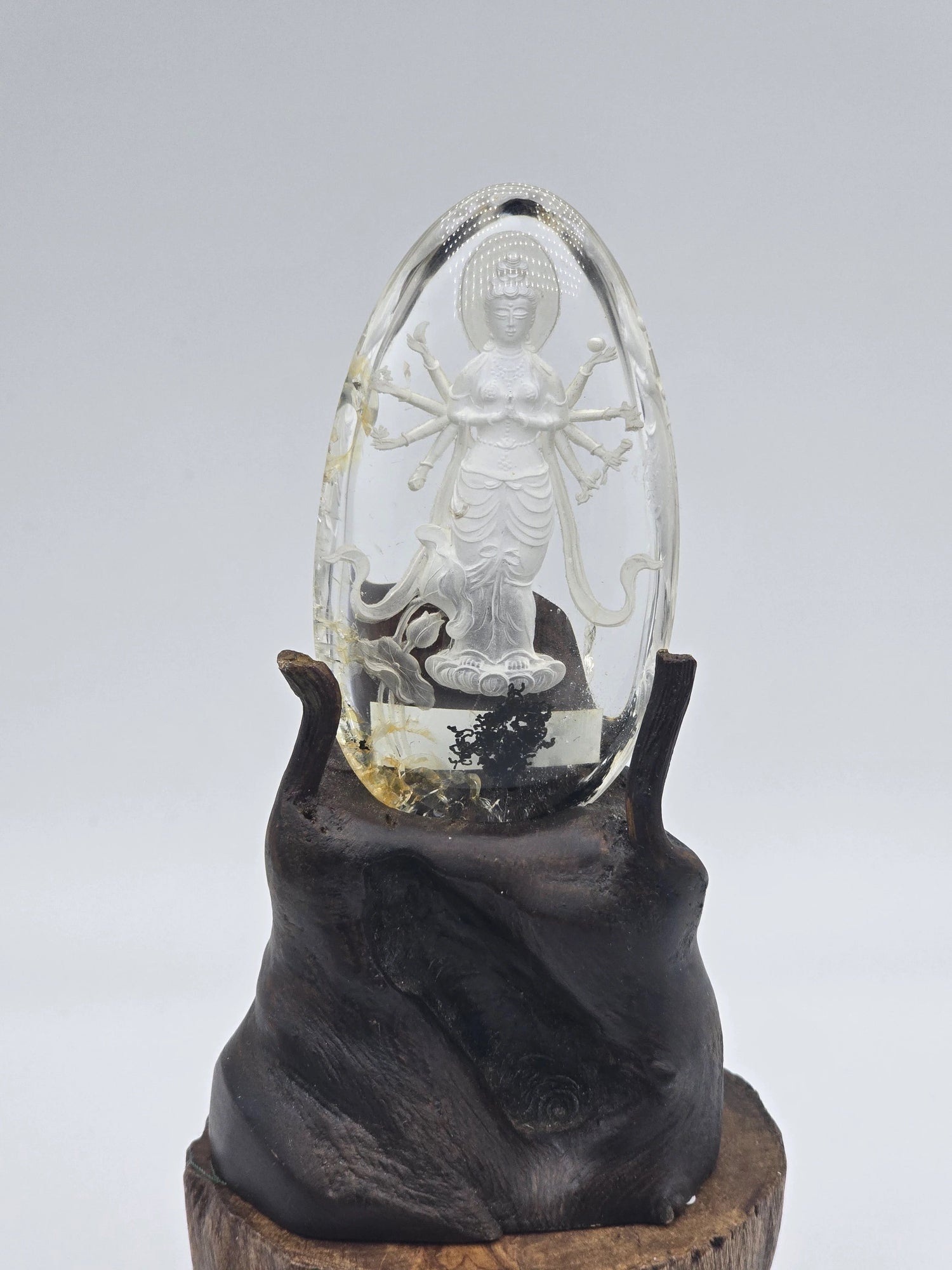 Hand-carved crystal Quan Yin statue