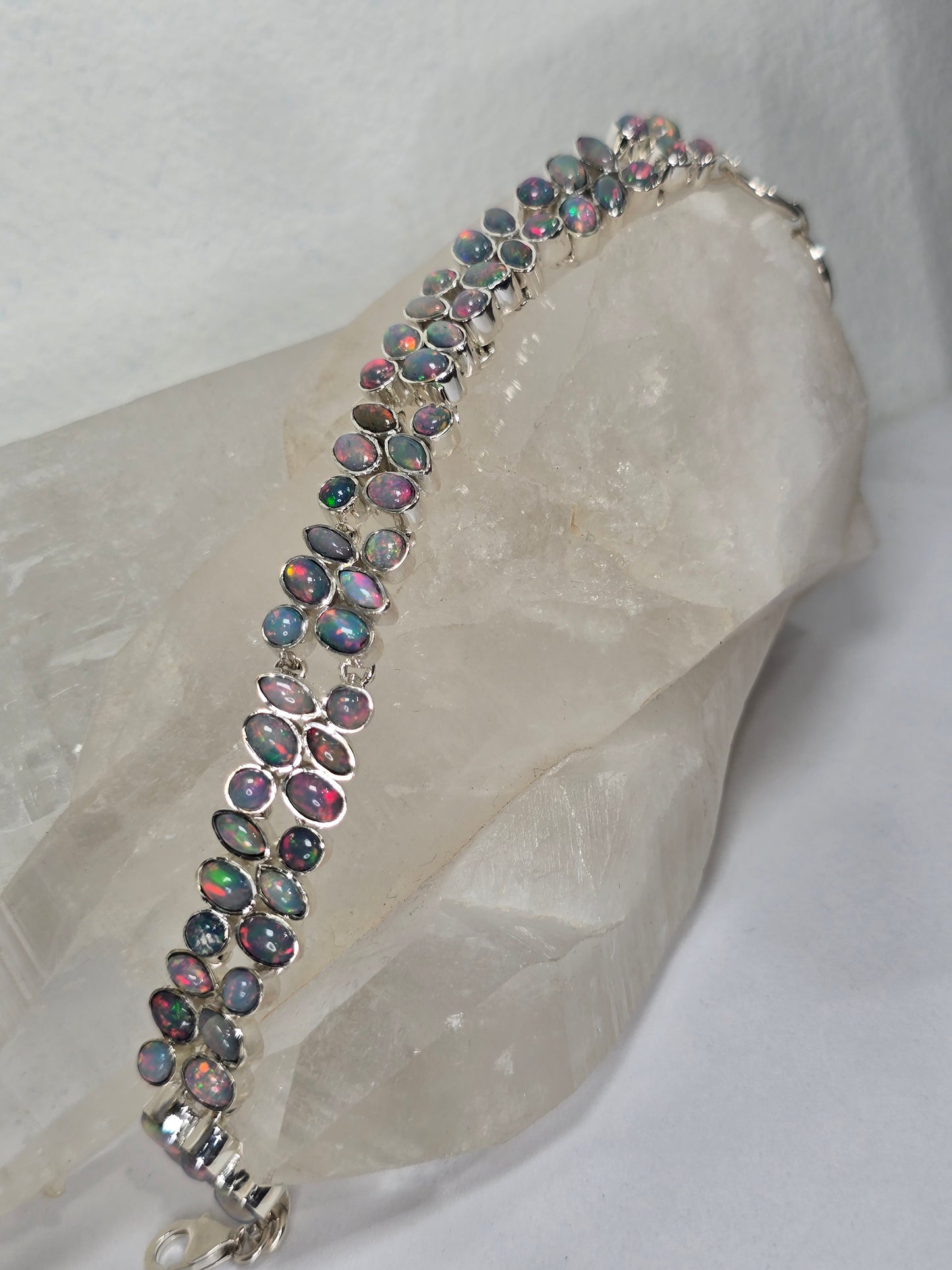 Fire Opal Gemstone Sterling silver Bracelet
