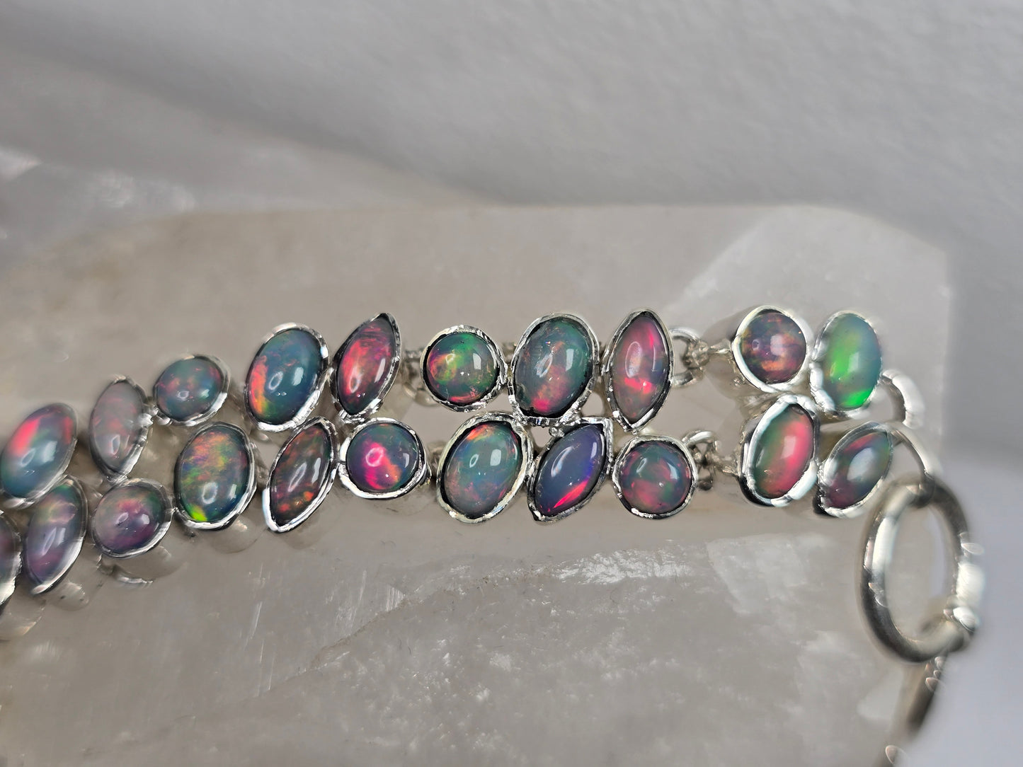 Fire Opal Gemstone Sterling silver Bracelet