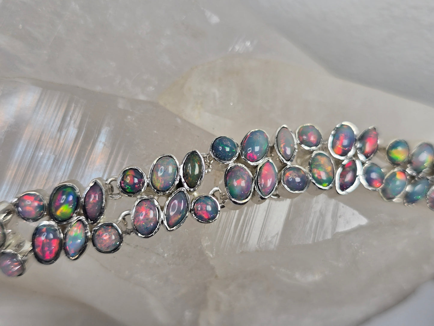 Fire Opal Gemstone Sterling silver Bracelet