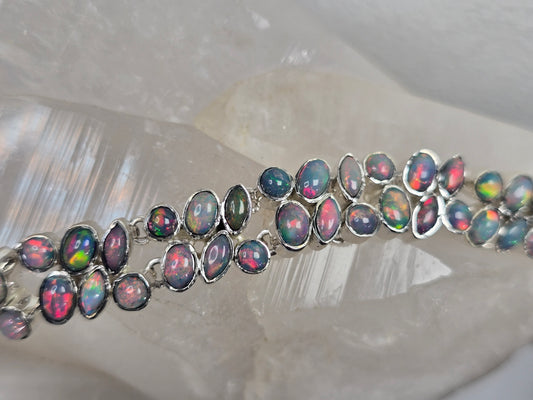 Fire Opal Gemstone Bracelet – Sterling Silver