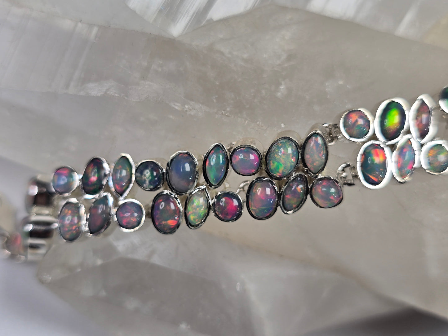 Fire Opal Gemstone Sterling silver Bracelet
