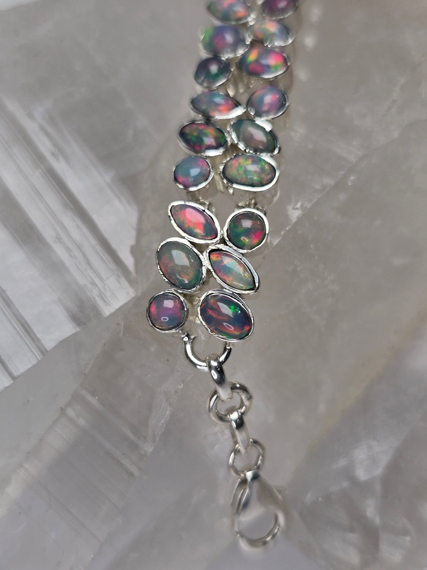 Fire Opal Gemstone Sterling silver Bracelet