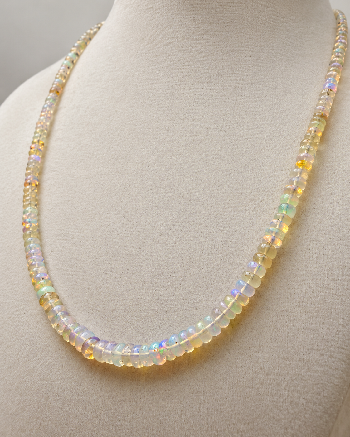 Ethiopian Opal Rondelle Necklace in Sterling Silver – 18"