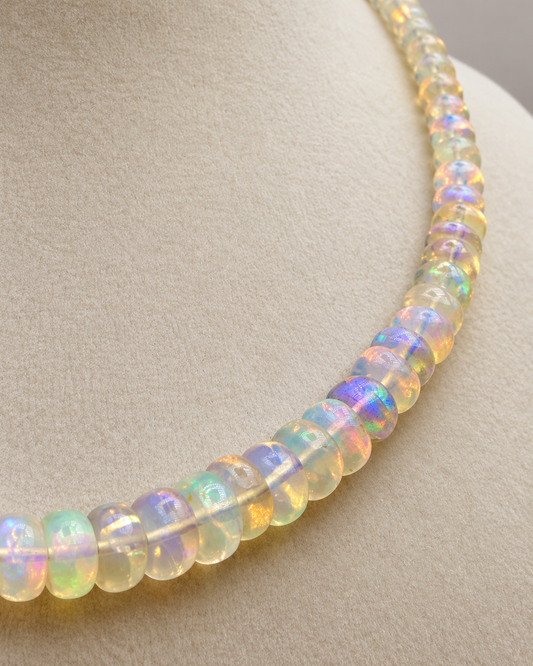 Ethiopian Opal Rondelle Necklace in Sterling Silver – 18"