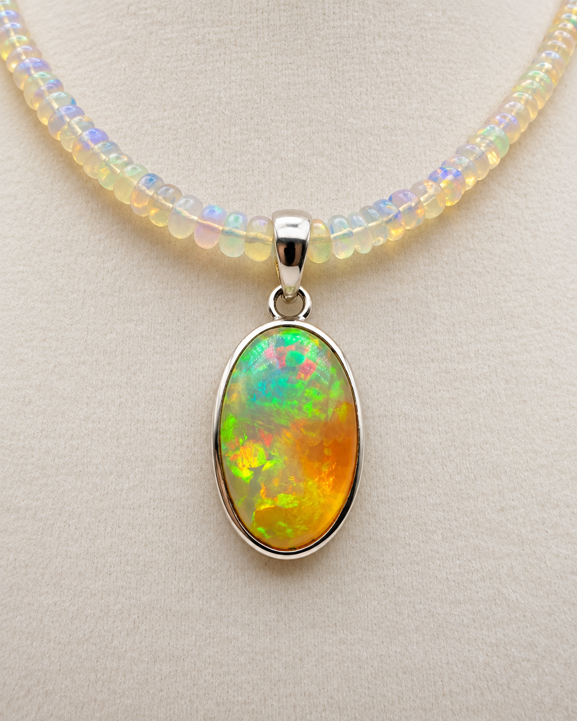 Sterling Silver Ethiopian Opal Pendant – 24.04 Carats