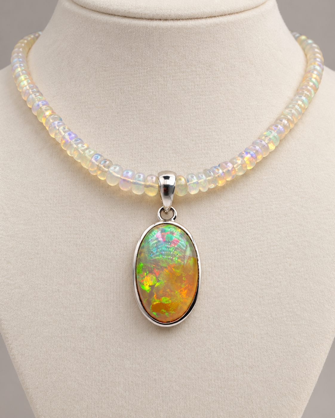 Sterling Silver Ethiopian Opal Pendant – 24.04 Carats
