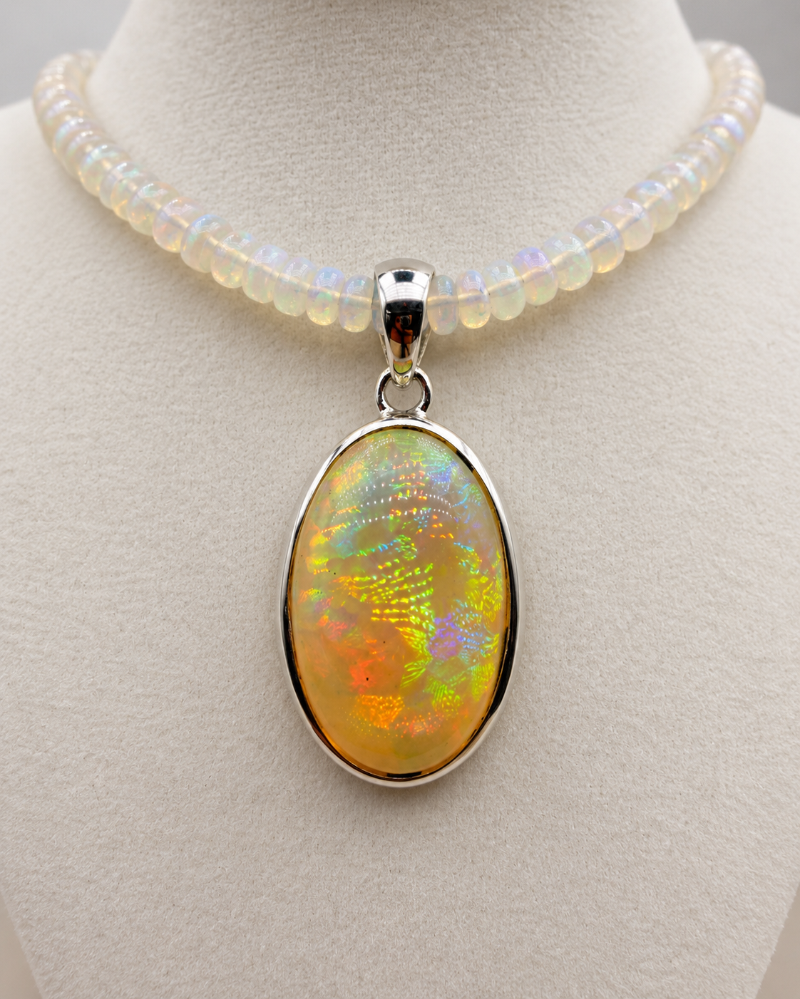 27ct Ethiopian Opal Pendant in Sterling Silver – 0.9"