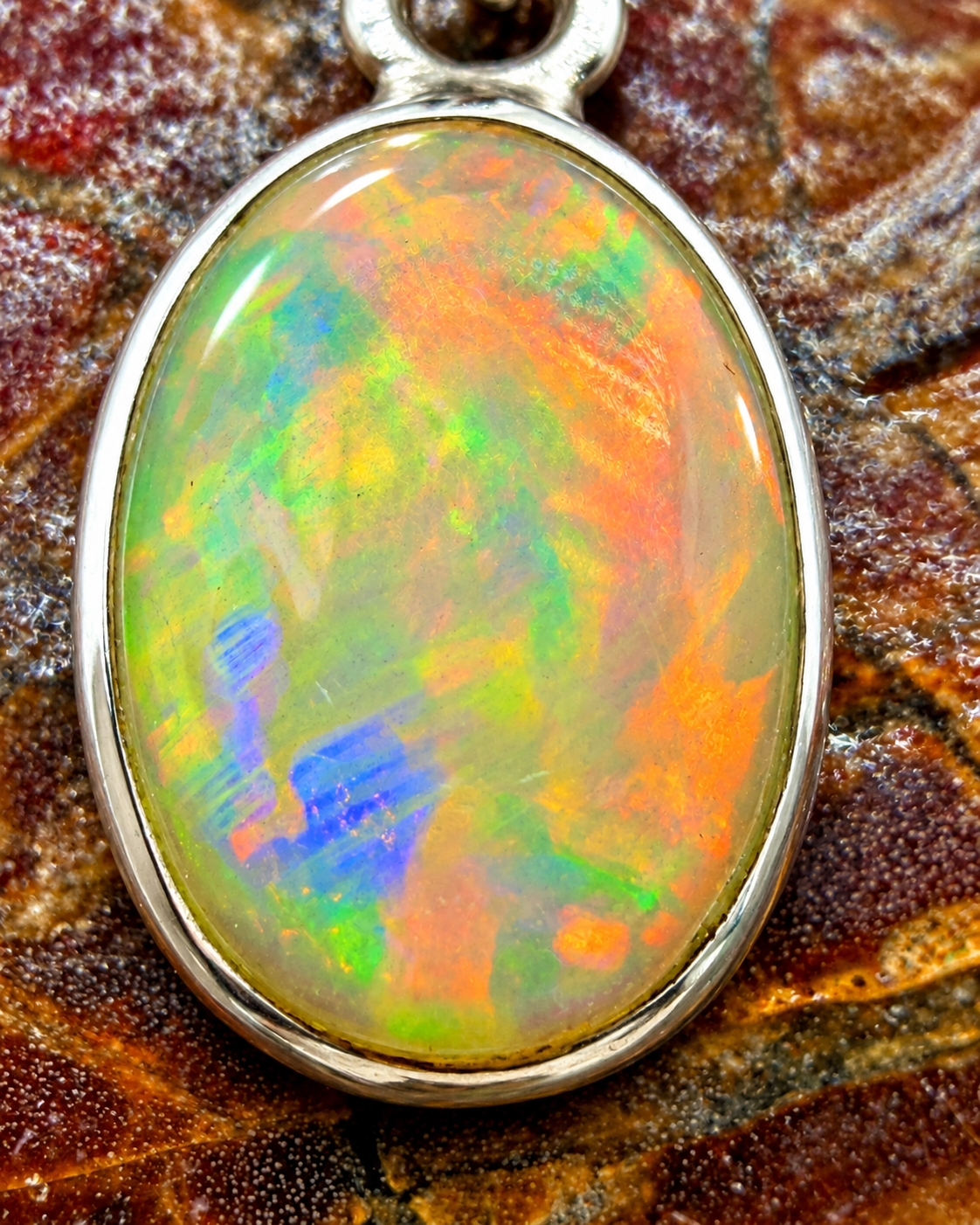7.5 Ct Oval Opal Sterling Silver Pendant