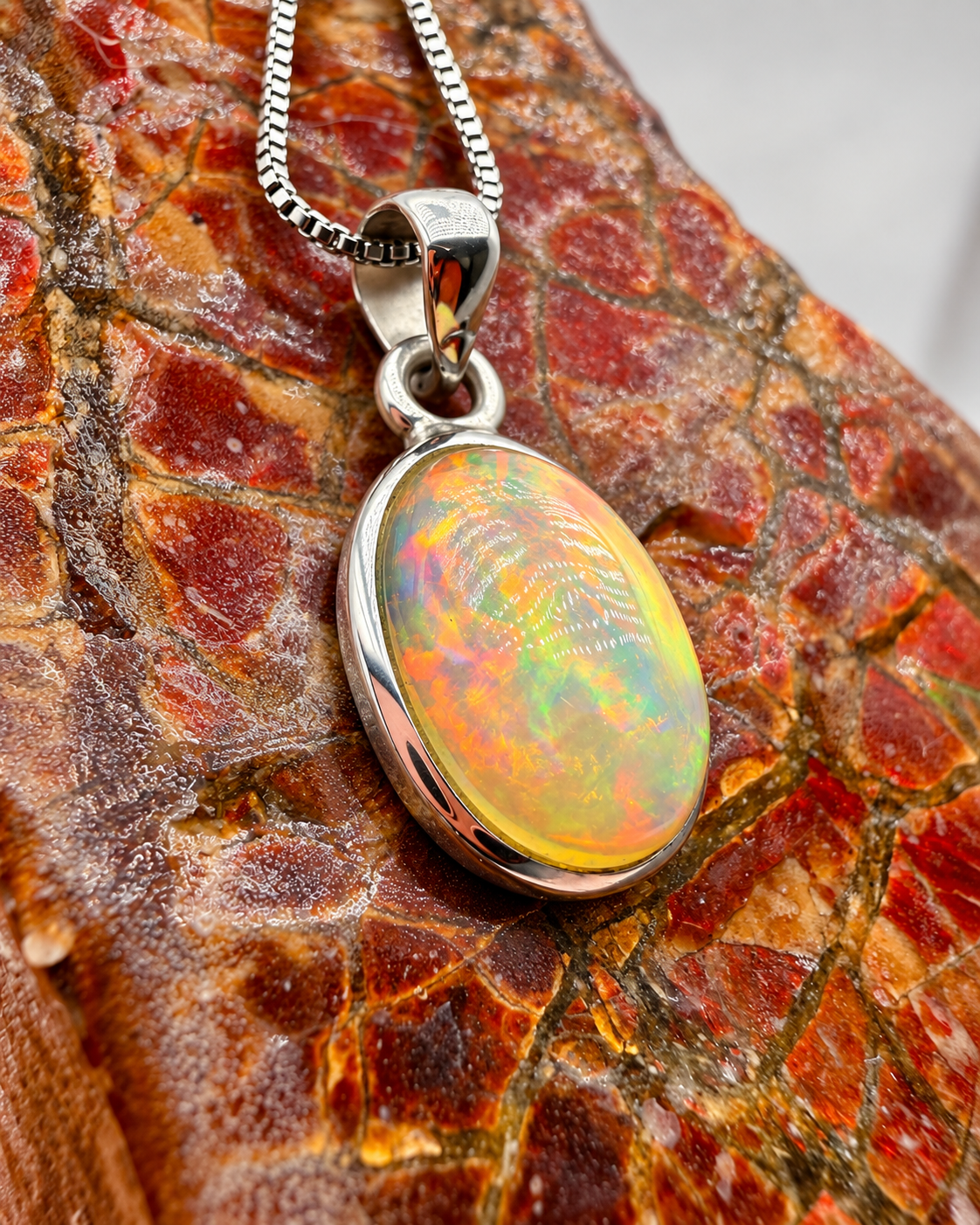 7.5 Ct Oval Opal Sterling Silver Pendant