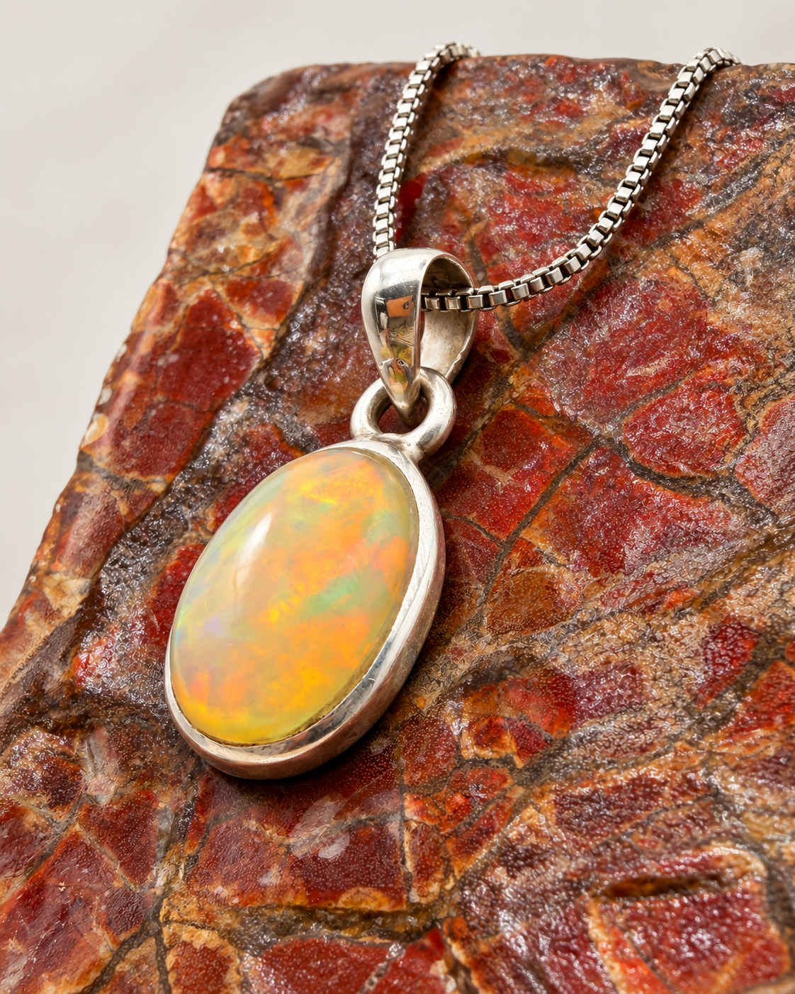 7.5 Ct Oval Opal Sterling Silver Pendant