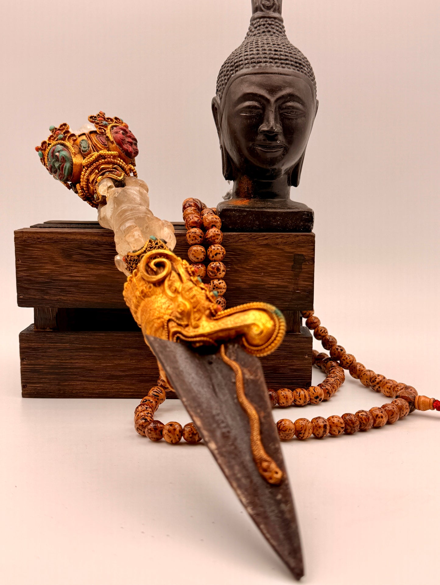 Metal & Crystal Phurba Dagger