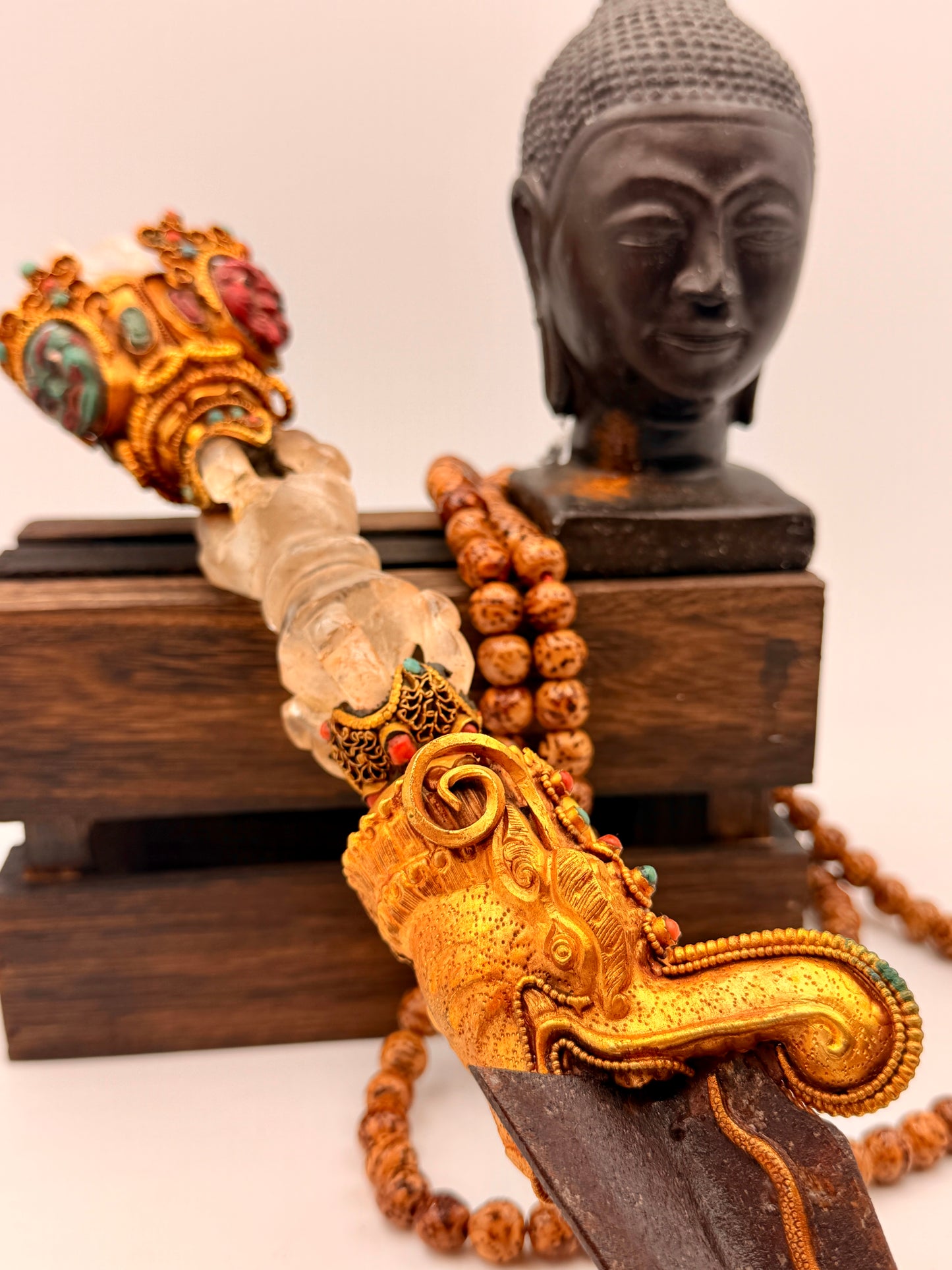 Metal & Crystal Phurba Dagger