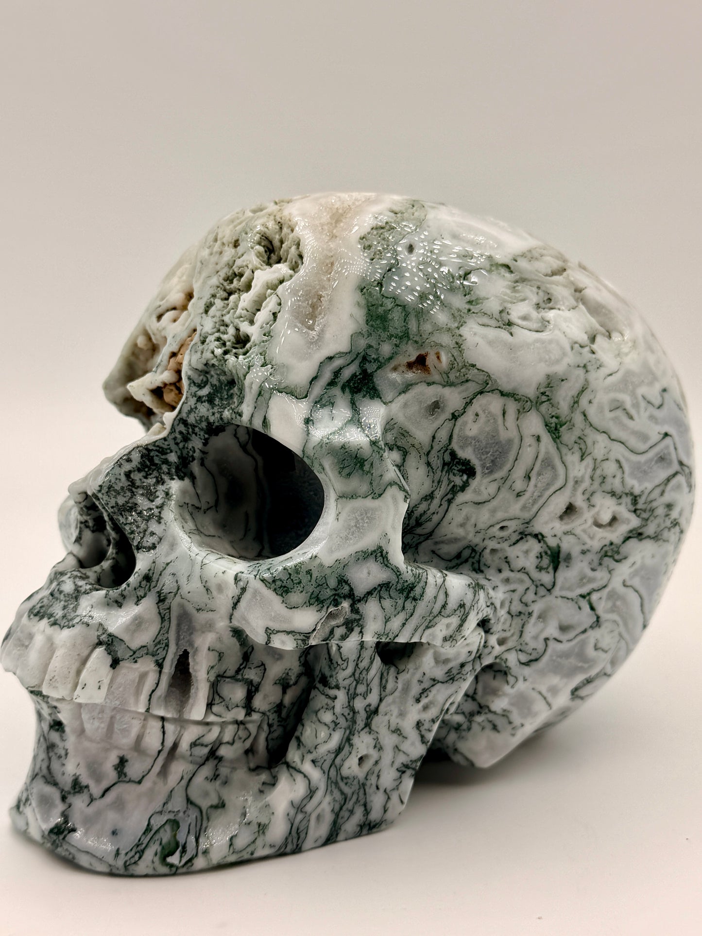 Moss Agate Skull