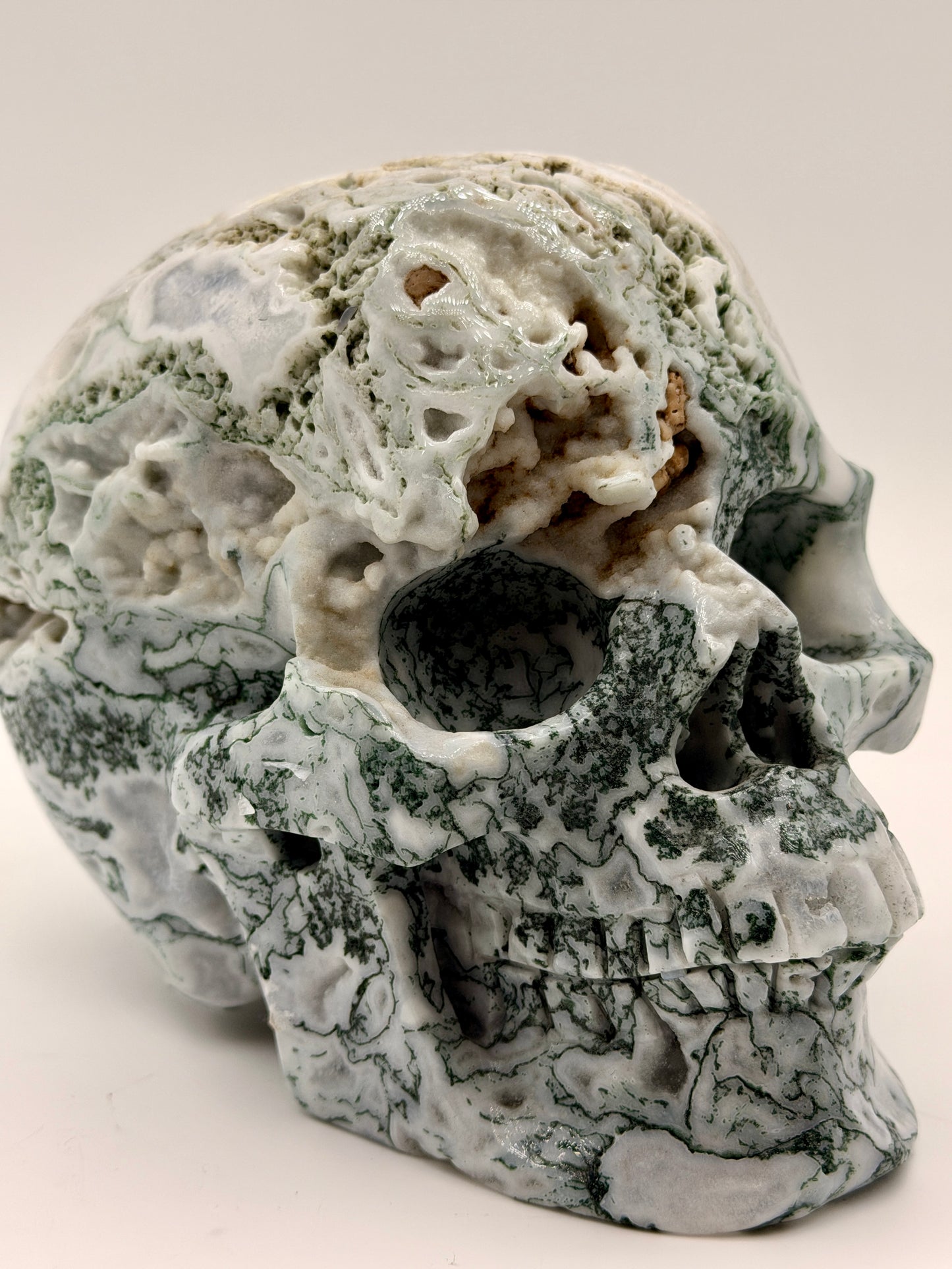 Moss Agate Skull